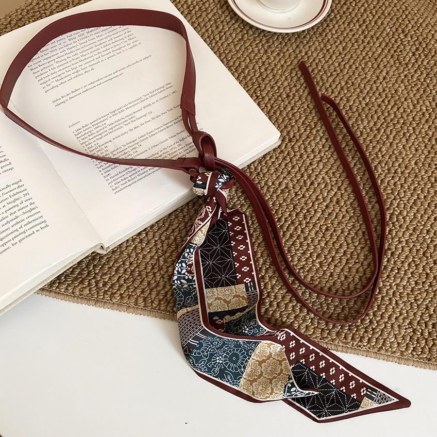 Korean Silk Scarf with Wooden Beads: Trendy, Versatile Waist Chain & Belt for Women