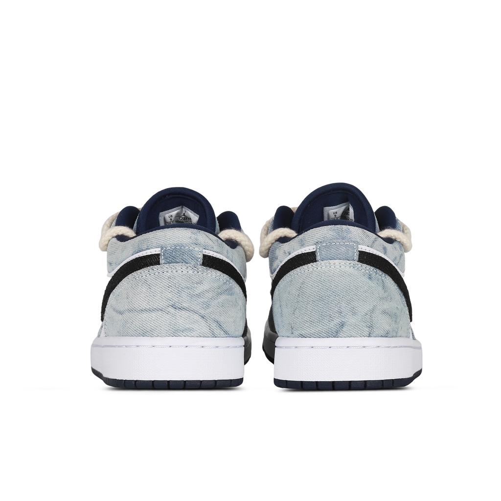Jordan Air Jordan 1 Low Se Washed Denim 3X Slip Resistant Abrasion Resistant Low top Vintage Basketball Shoes Men's CZ8455-100(Team368-3X)
