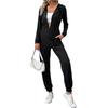 Women's 2024 Fall and Winter New Europe and USA Hooded Long Sleeves Zipper Sweatshirt Casual Sports Jumpsuit