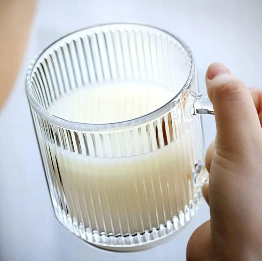 Glasses, mugs with handles for coffee and tea LUXITO STRIPS 360ml, set of 6