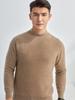 Men's Loose-Fit Semi-High Neck Cashmere Sweater for Autumn/Winter - Business Casual Style