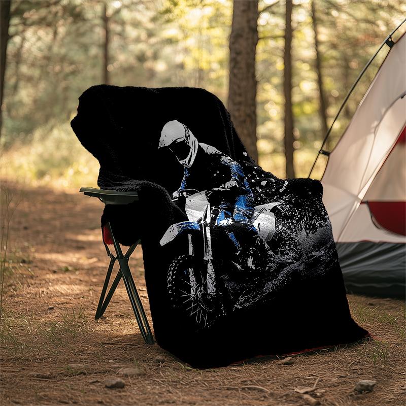 Coperta a Tema Stampata con Motivi di Moto da Fuoristrada - Perfetta per Divano, Letto, Viaggi e Uso Esterno | Lavabile in Lavatrice, Accogliente e Resistente.