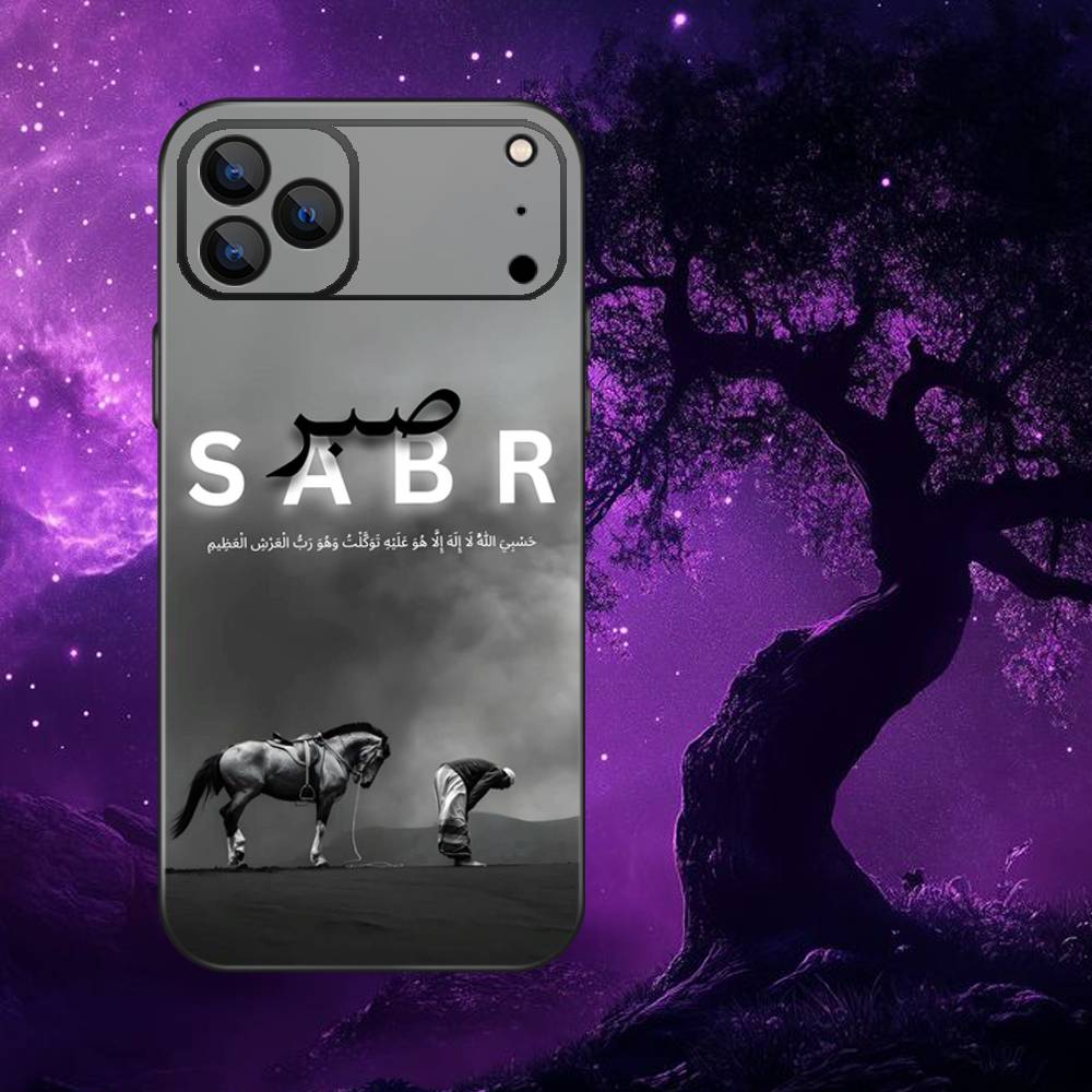 Quran Sabr Patience Islam Phone Case For iPhone 17,16,15,14,13,12,Pro,Max,Plus,E,SE4,Air,Mini Black Soft Box iPhone13PRO