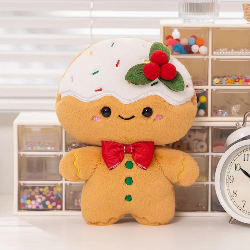 25cm Kawaii Biscuit Men Plush Doll Pendant Warm Happy Christmas Toy Home Decor Christmas Gift for Boys and Girls