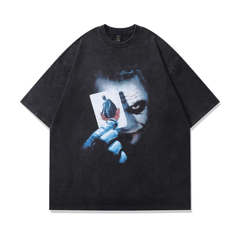American Street Washed Old Short-Sleeved T-Shirt Men'S Summer Ins Tide Brand Loose Couple'S High Street Top Tide