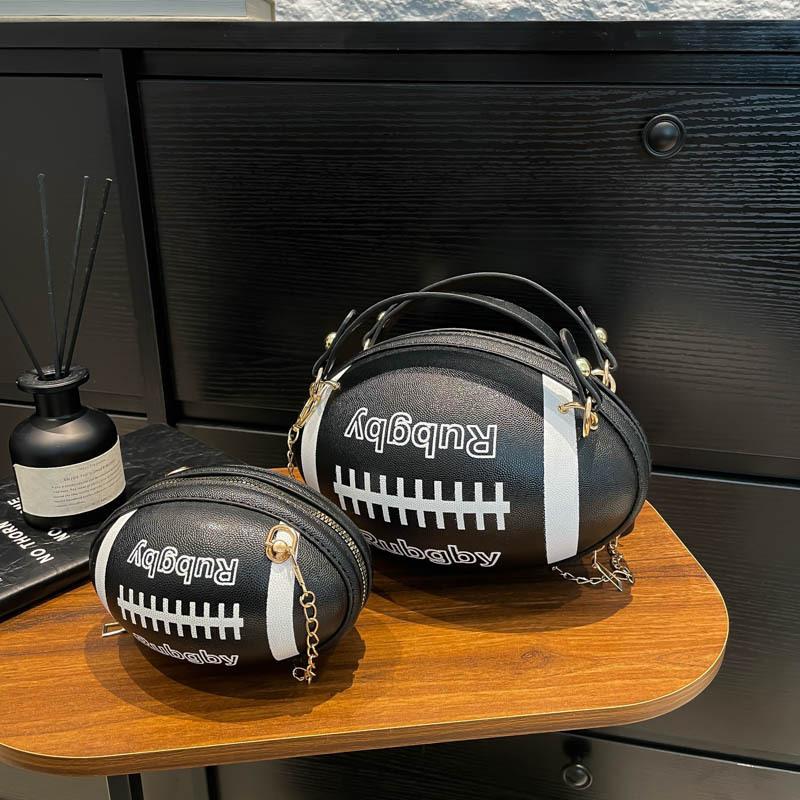 Personalized Rugby Small Bag 2025 New Japanese Soft Girl Cartoon Fashion Shoulder Chain Crossbody Small Round Bag Pu