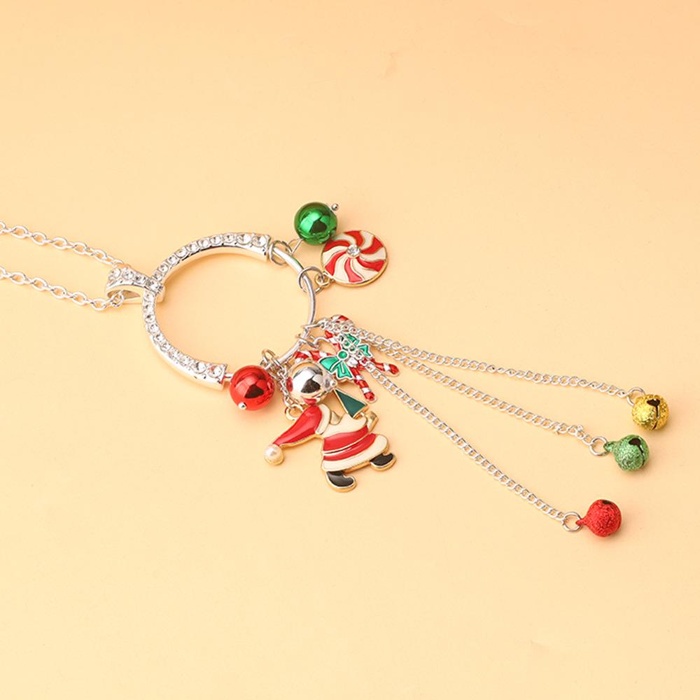 Christmas Santa Candy Bell Tassel Necklace, Creative Festive Clavicle Chain for Women