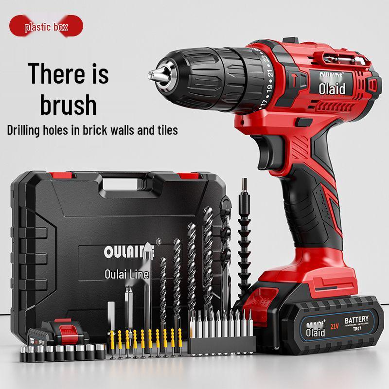 Oulaide Multifunctional Brushless Handheld Electric Drill & Screwdriver with Impact and Lithium Battery