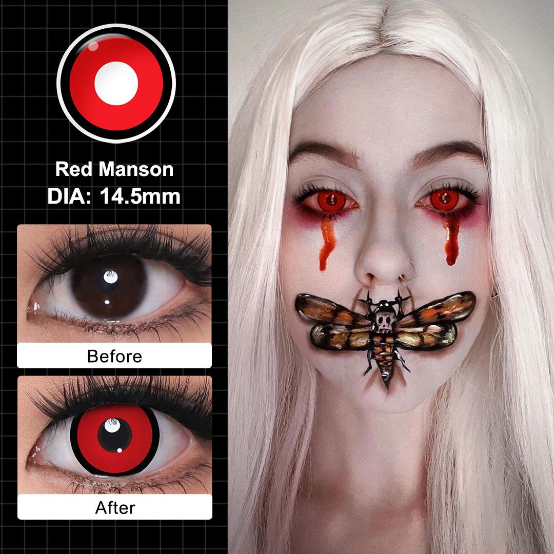 Crazy Lenses Magister Контактные линзы для Хэллоуина Красные контактные линзы для косплея Аксессуары для аниме Шаринган/Какаши Мангекё/Саске Гексаграмма 14.5mm