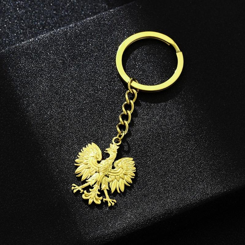 Vintage Poland Eagle Pendant Keychain for Men Women Gold Silver Metal Animal Backpack Keyring Ethnic Key Chain Rings