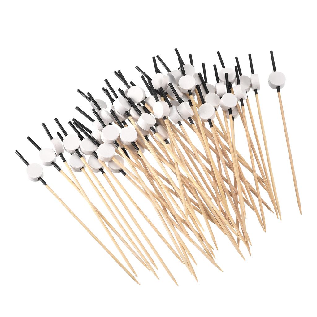 Cocktail Toothpicks 100Pcs Bamboo Red Flat Round Long Fruit Stick Decorative Cocktail Skewers Picks for Drinks Appetizer Fruits