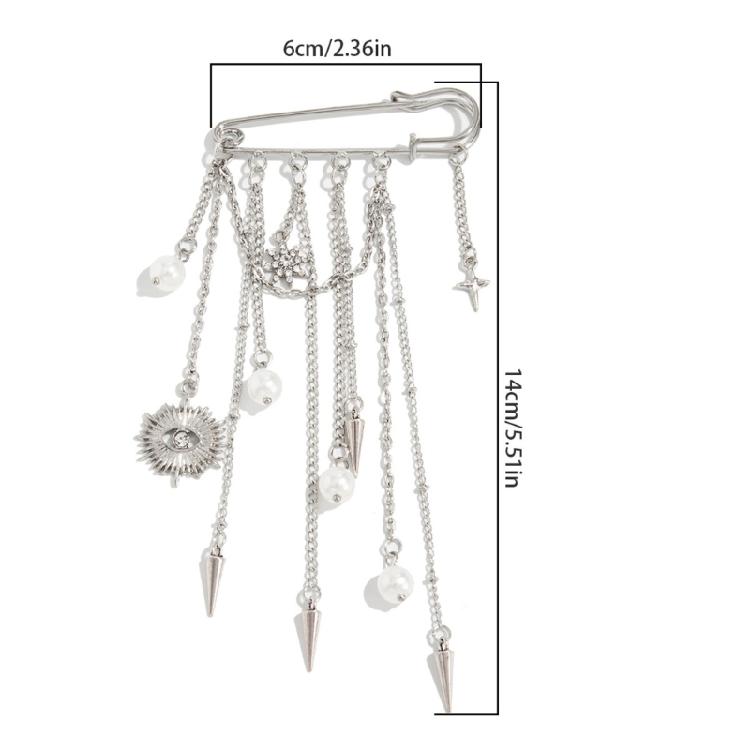 Rhinestones Pearls Brooch With Removable Alloy Chain For Pants Decoration And Fashion Accessories