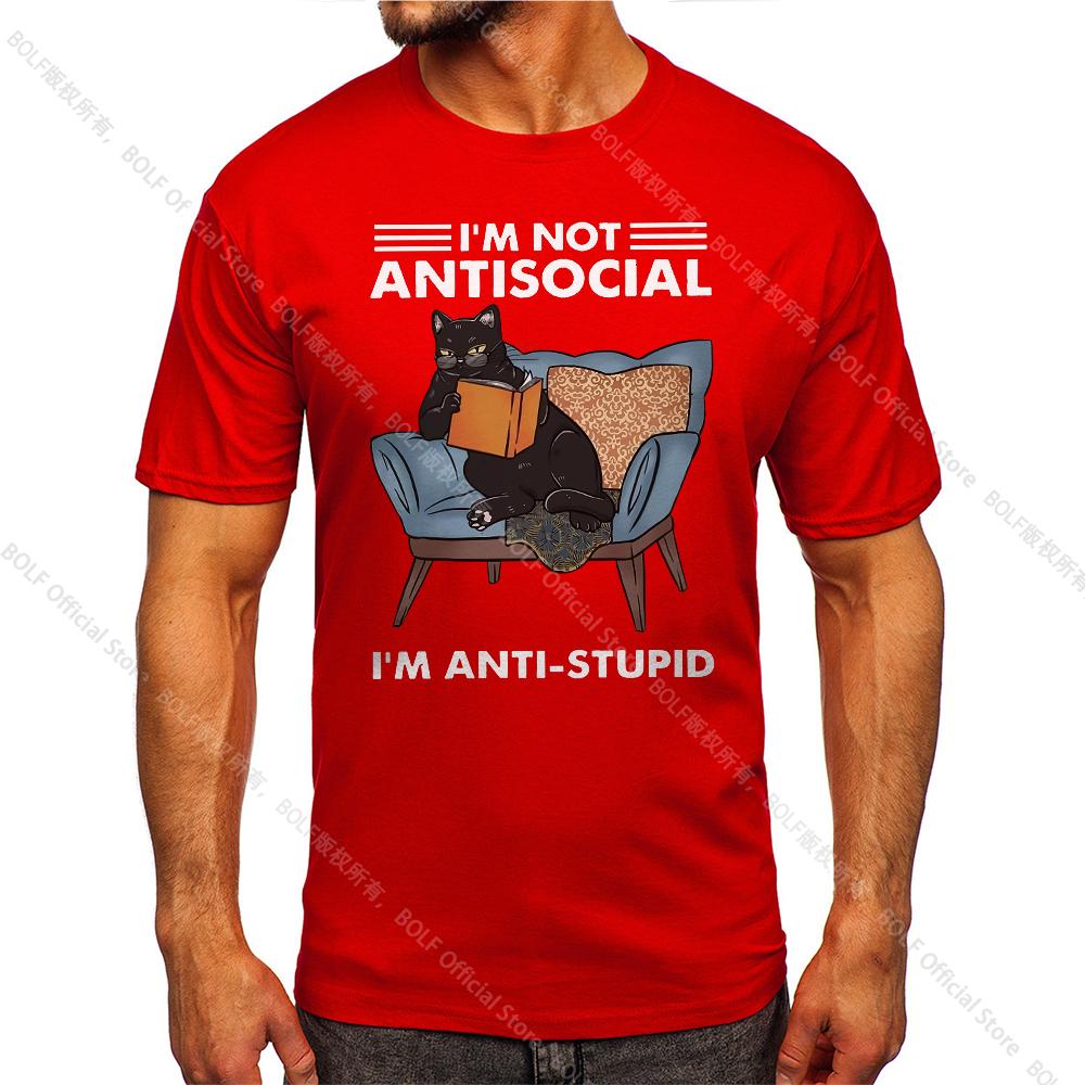 I Am Not Anti Social Printed Men's Vintage T-Shirt 100% Cotton Oversized Funny Graphic Tees for Men Summer Tops