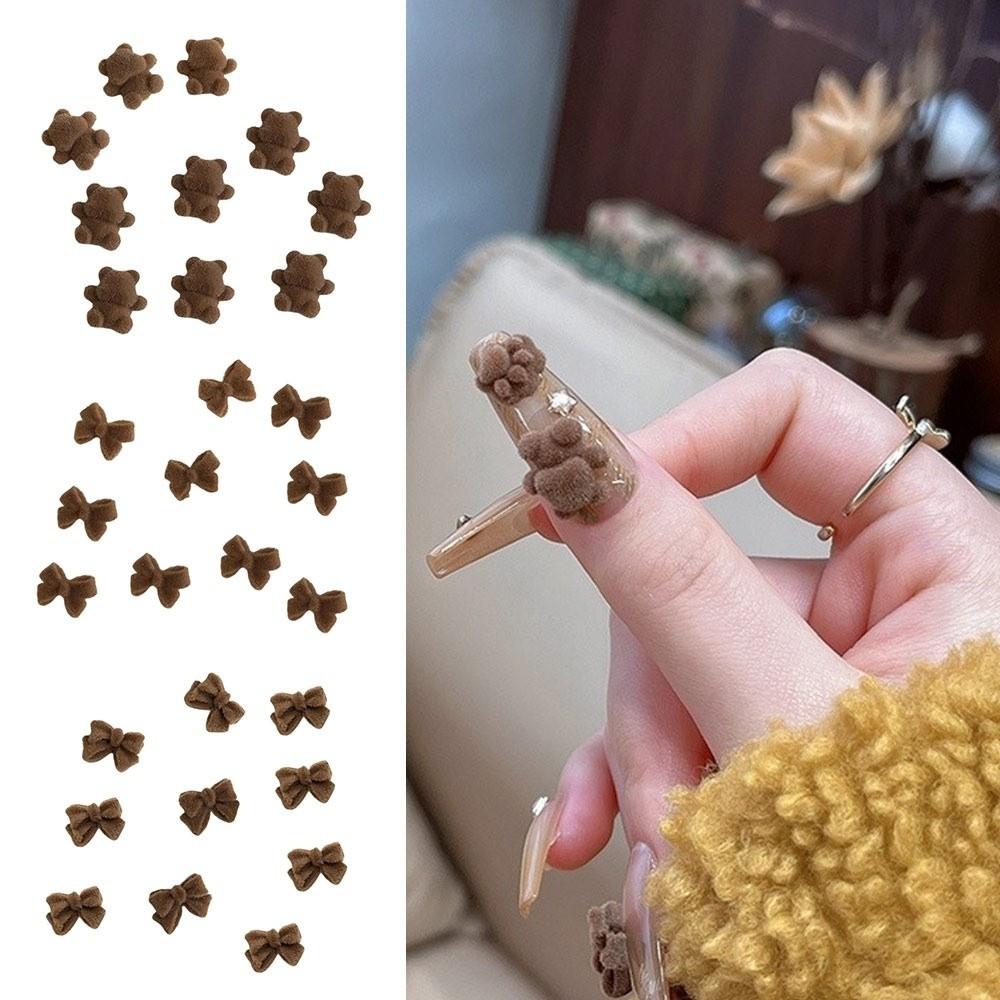 Resin Flower Charms Nail Charms Velvet Bow 3D Nail Art Decoration Accessories Supplies  DIY Nail