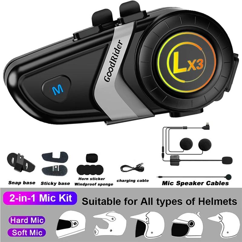 1/2x LX3 Bluetooth Intercom Motorcycle helmet bluetooth headset 2 Rider intercomunicador Moto Interphone Headset Wireless BT5.0