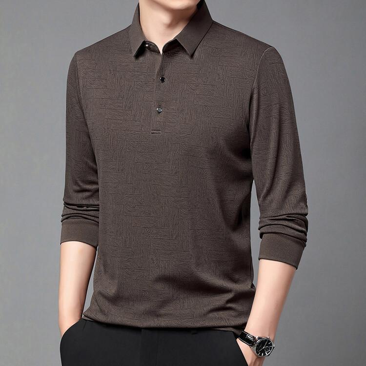 Long Sleeve Men's Autumn Minimalist Lapel Collar Versatile Polo Shirt