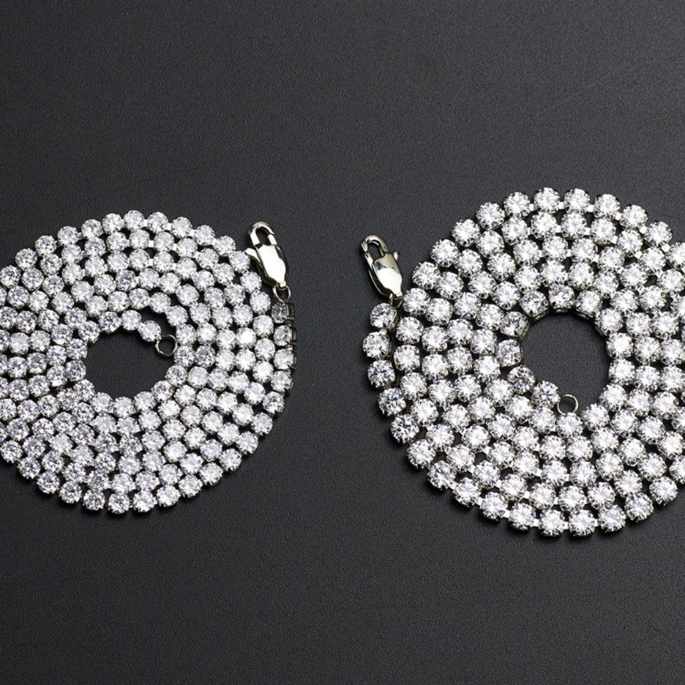 Tenniskette Halskette 3mm/4mm für Damen Herren 925 Sterling Silber Volldiamanten