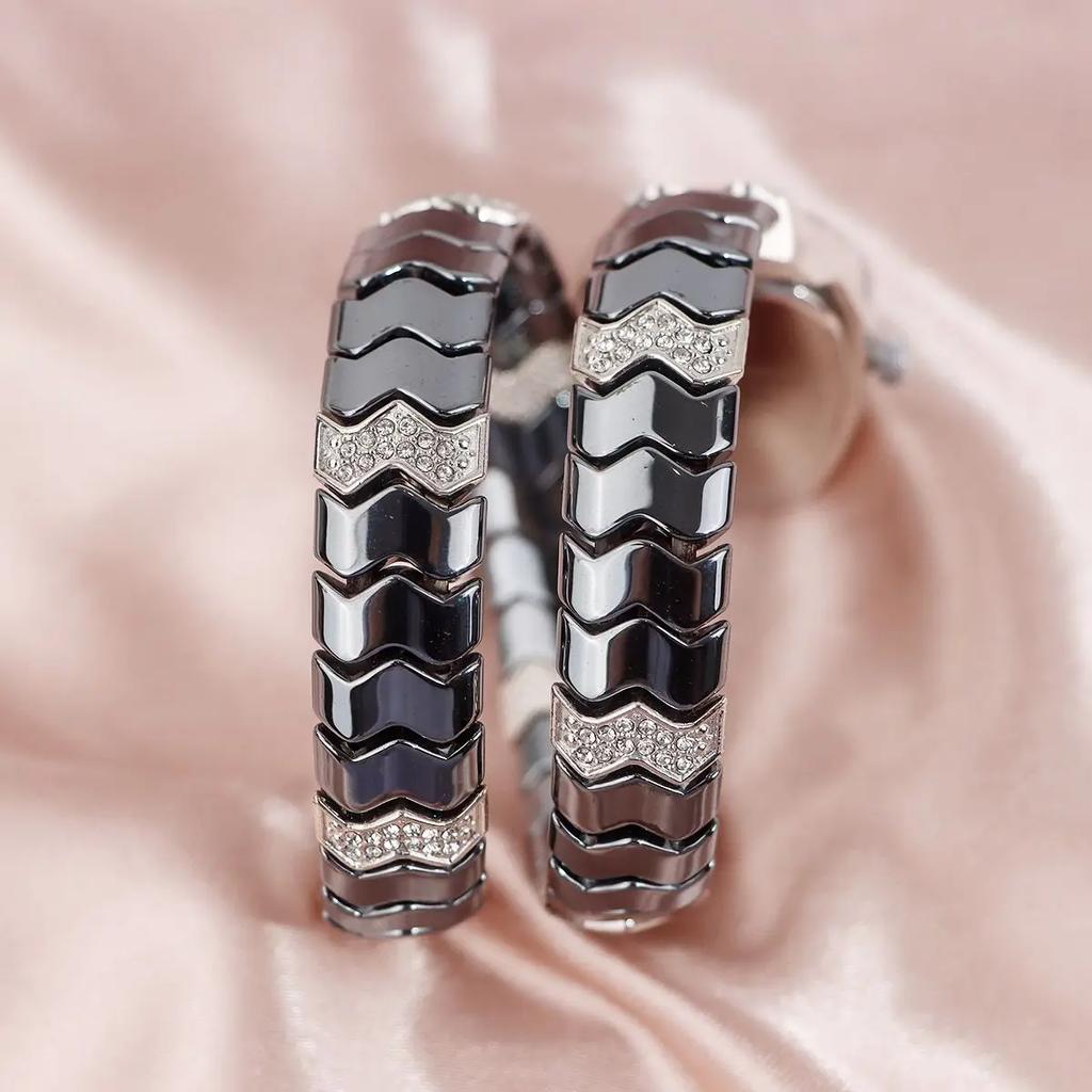 Fashion Black Snake Hot Sell Quartz Watches Women's Full Diamond Steel Strap Watch For Women Bling Unique Luxury Clock Relogio