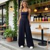 Workout Jumpsuits for Women Spaghetti Strap Sleeveless One Piece Overalls Wide Leg Long Pants Rompers Sexy Backless Yoga Outfits