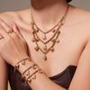 Qiong Yao Full Diamond Bear Pendant & Bamboo Joint Earring Bracelet Necklace Set - Non-fading.