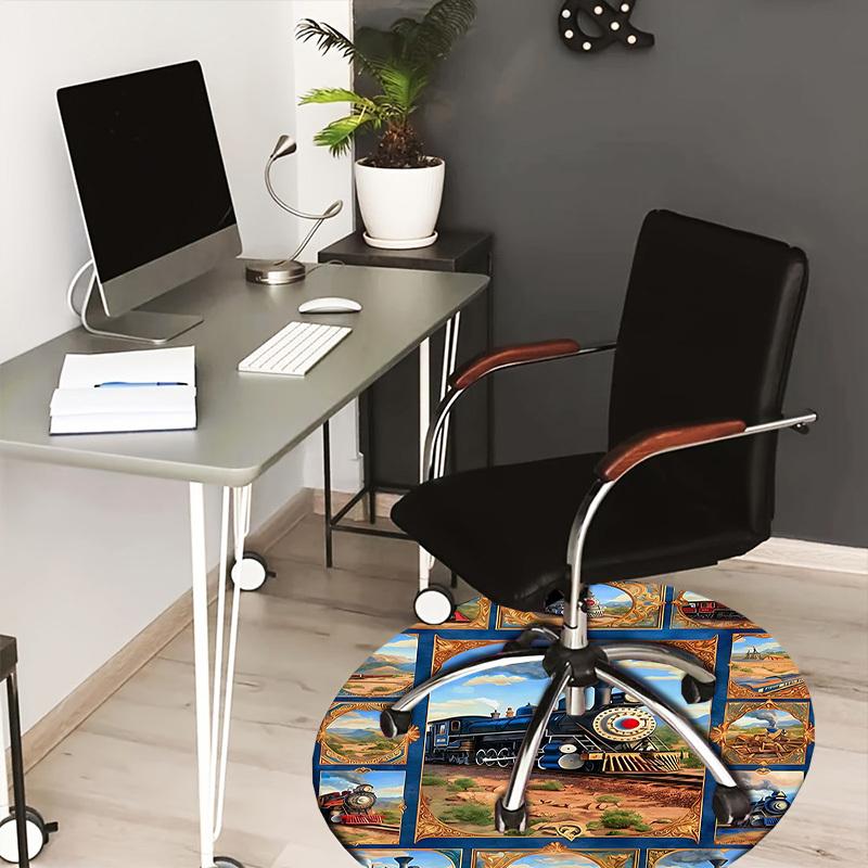 

1PC Train Non-Slip Floor Round carpet, Office, family, bedroom, Large Area Rug Indoor Rugs, Durable PolyesterH0401 80cm by 80cm