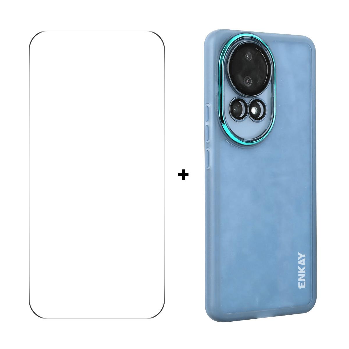 

For Huawei nova 12 5G ENKAY HAT PRINCE Case Matte TPU Phone Cover with Lens Film + 9H Glass Protector B
