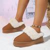 Fashion Casual Faux Fur Decoration Slip On Snow Boots Women 2025 Winter Thick Bottom Medium Heel Ankle Snow Boots Warm Short Plush Shoes