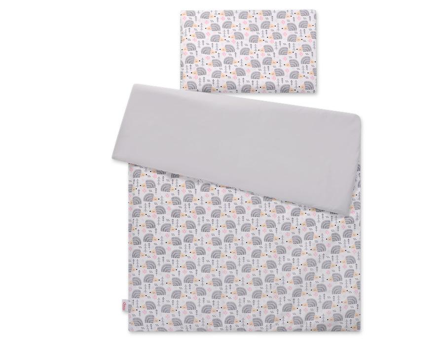 Double-sided 2-piece Cotton Children's Bedding - Gray Hedgehogs
