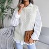 BITCED Outono e Inverno Europa e Estados Unidos Gola Redonda Folhas Vazadas Casual Colete de Malha Pulôver