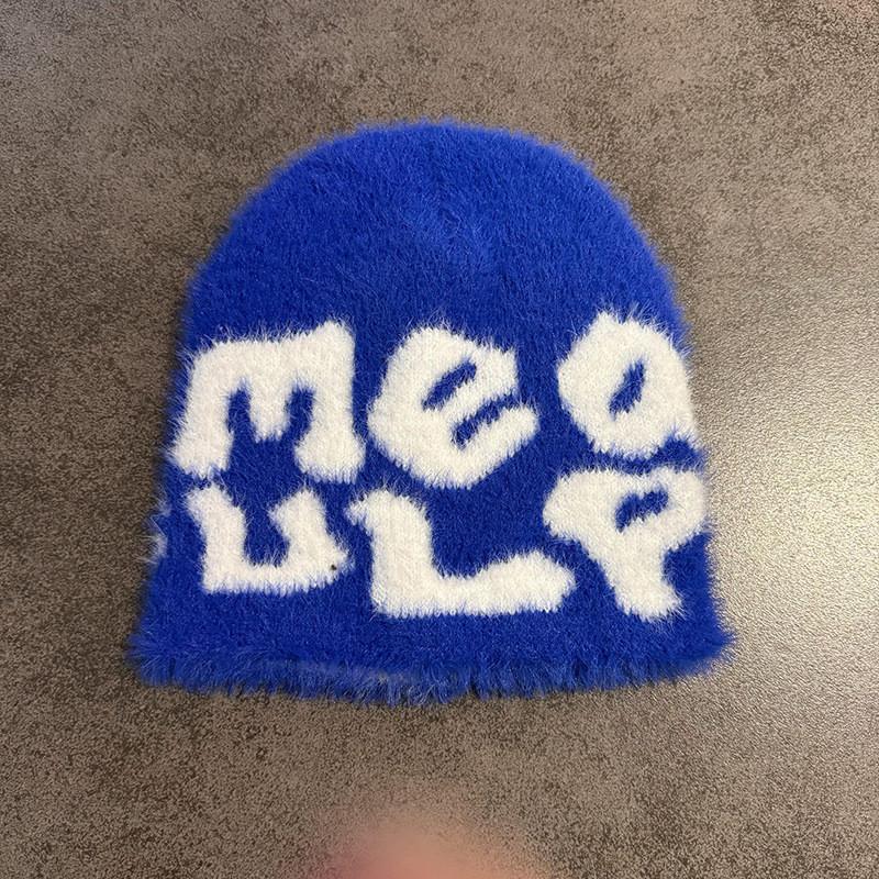 Hat Minimalist Knit Embroidered Letters Meaulp Winter Warmth Protection Earmuff