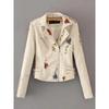 PU Leather Embroidered Rivet Coat Moto & Biker Streetwear Zipper Overcoat Women's Jackets Spring Clothes