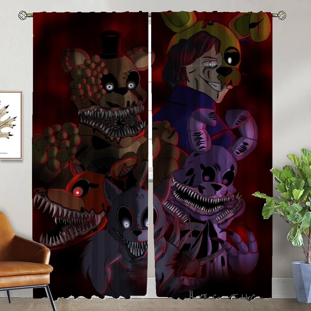 Elegant Room Curtains for Living Room Five Nights Home Interior Curtains 2 Pieces Partition Shades Tulle for Bedroom Curtain