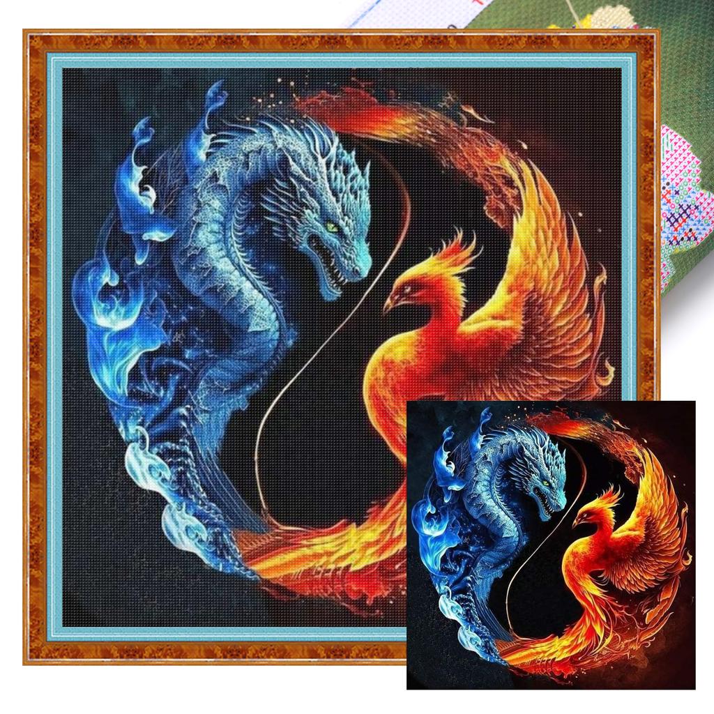 Tai Chi Yin Yang Full 11CT DIY Stamped Cross Stitch Kits 40x40cm Printed Cross-Stitch Kits for Adults Home Decor
