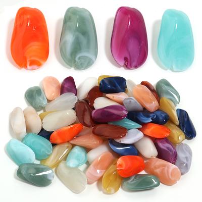 30pcs 24.5x14mm Irregular Acrylic Beads Double Colors Loose Spacer Beads For DIY Jewelry Making Bracelet Necklace Accessories