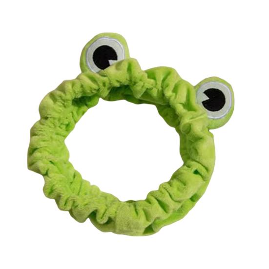 Women Headband Soft Coral Velvet Headband with Anti-Slip Teeth Cartoon Frog Design Elastic Hair Hoop Hair Fixing Hair Accessory