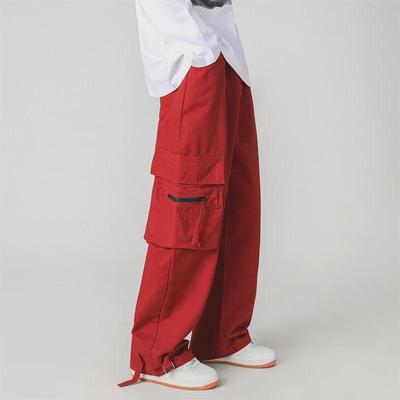 Unisex červené retro street hip-hopové overaly se širokými nohavicemi