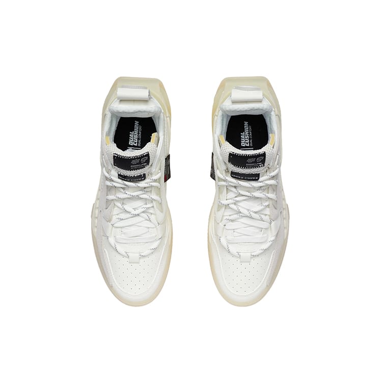 Li Ning Aufklärung Textil, Synthetikleder Abriebfest Atmungsaktiv Niedrig geschnittene Skateboard-Schuhe Damen Weiß AGCR232-7