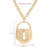 Vintage Art Style Gold Lock Buckle Pendant Jewelry High-Quality Heavy Industry Necklace Accessories Gift