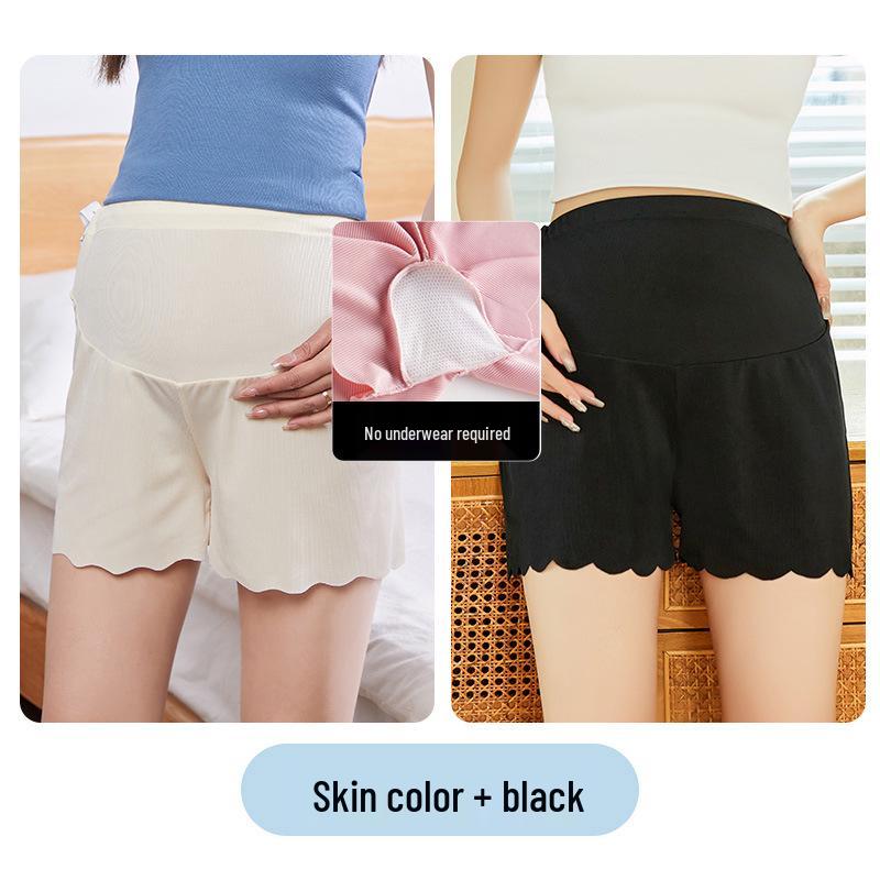 Maternity Ice Silk Safety Pants, Three-Quarter Length, Anti-Exposure, Lightweight for Summer.