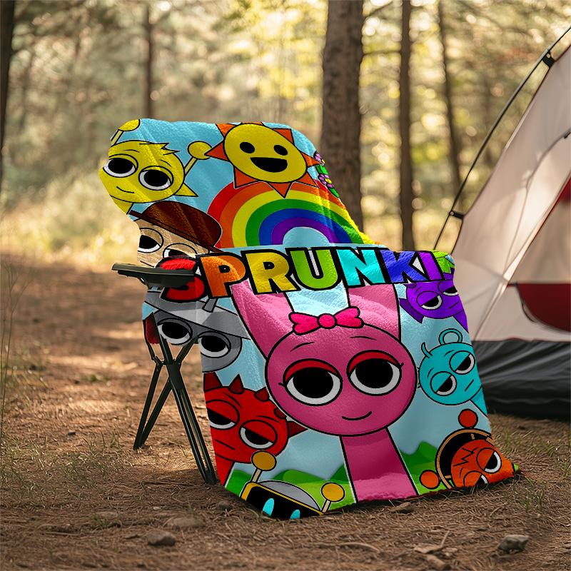 1pc SPRUNKI9 Theme Blanket - Digital Print, Polyester, Cozy for All Seasons, Perfect for Outdoor, Camping, and Travel
