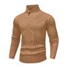 Men's Solid Color Knitted Sweater Tops  Men's Stand Collar Warm Classic Twisted Pullover Sweater