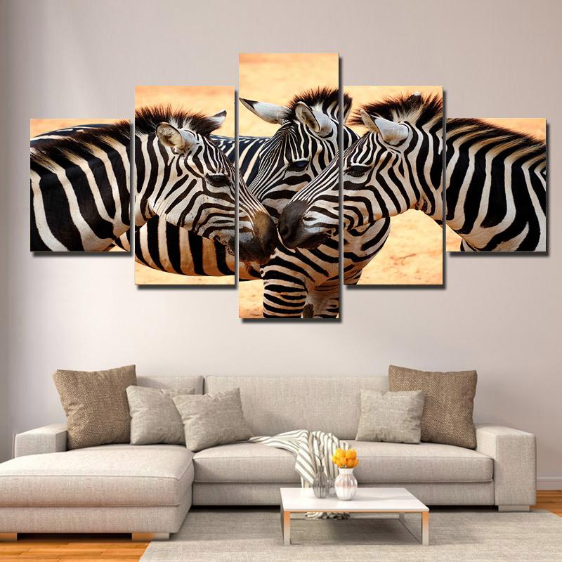 

5 панелей черно-белая картина маслом на холсте с изображением луга, животных, зебры, современные настенные картины, постеры и принты для декора гостиной 40x60cm*2 40x80cm*2 40x100cm*1