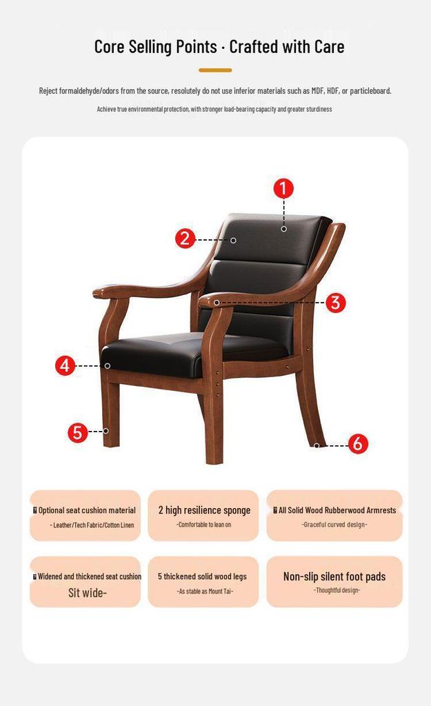 Retro Comfortable Chinese Solid Wood Armchair with Linen Fabric and Native Sponge Cushion.