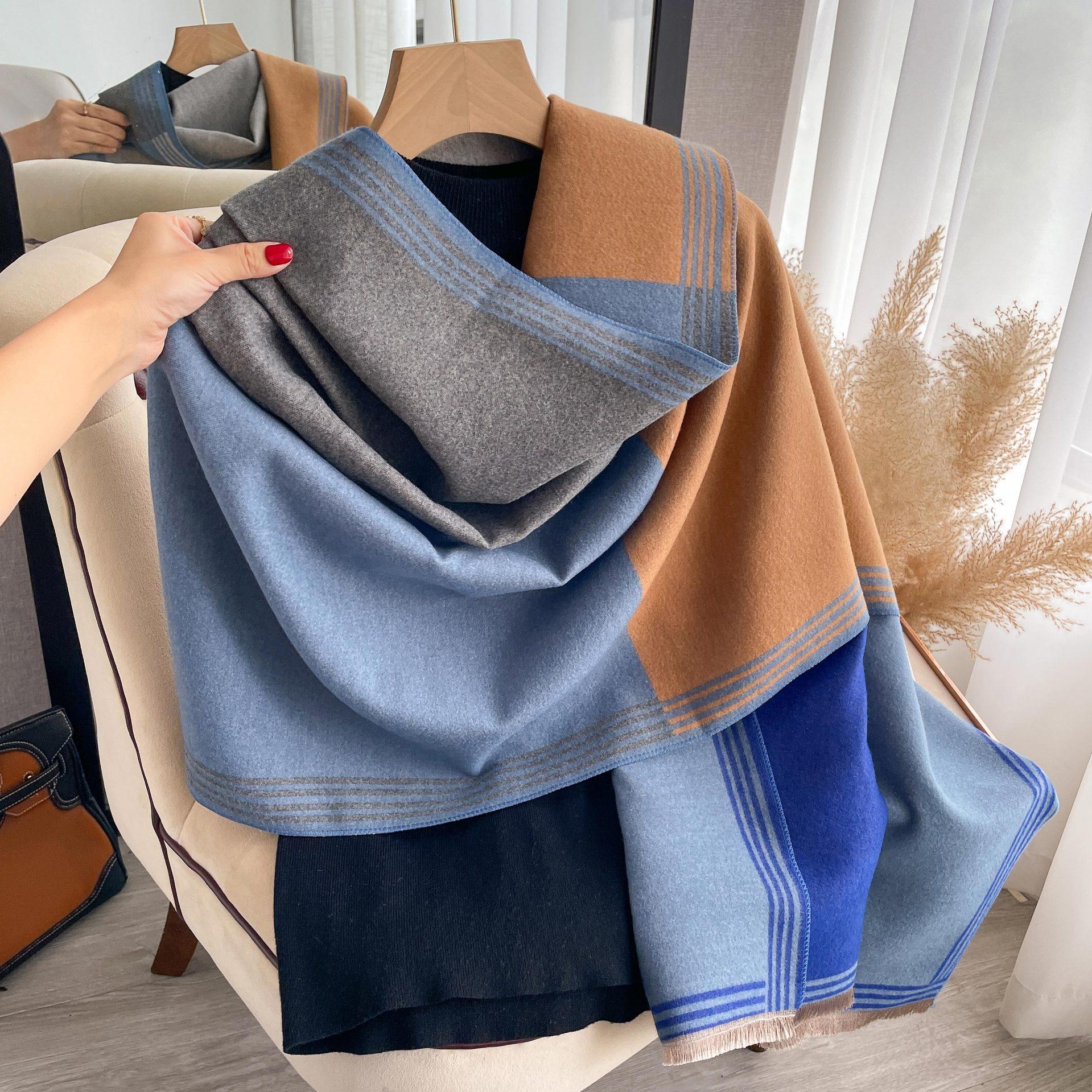 Luxe Winter Sjaal Dames Kasjmier Warm Pashmina Foulard Vrouwen Sjaals Wraps Dik Zacht Bufanda Poncho Sjaals Stola brown