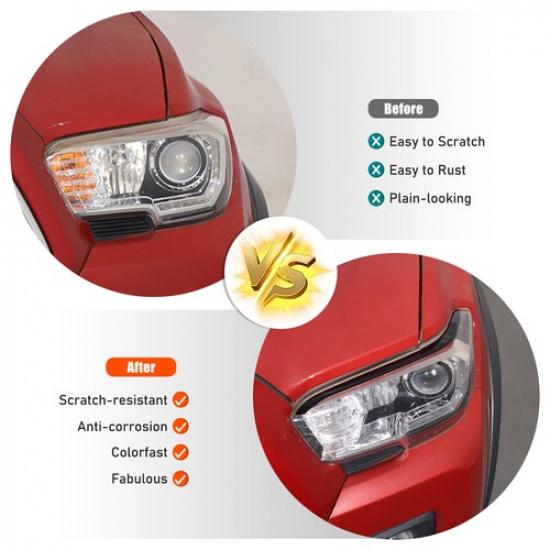 Piano Black Headlight Eyebrow Eyelid Strip Cover Trim For Toyota Tacoma 2016-22