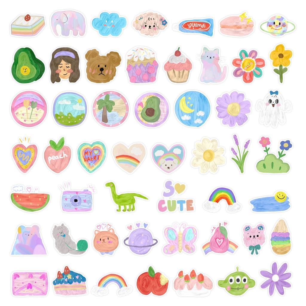 50 Oil Color Doodle Stickers Suitcase Car Notebook Skateboard Refrigerator Water Cup Waterproof Decorative Stickers