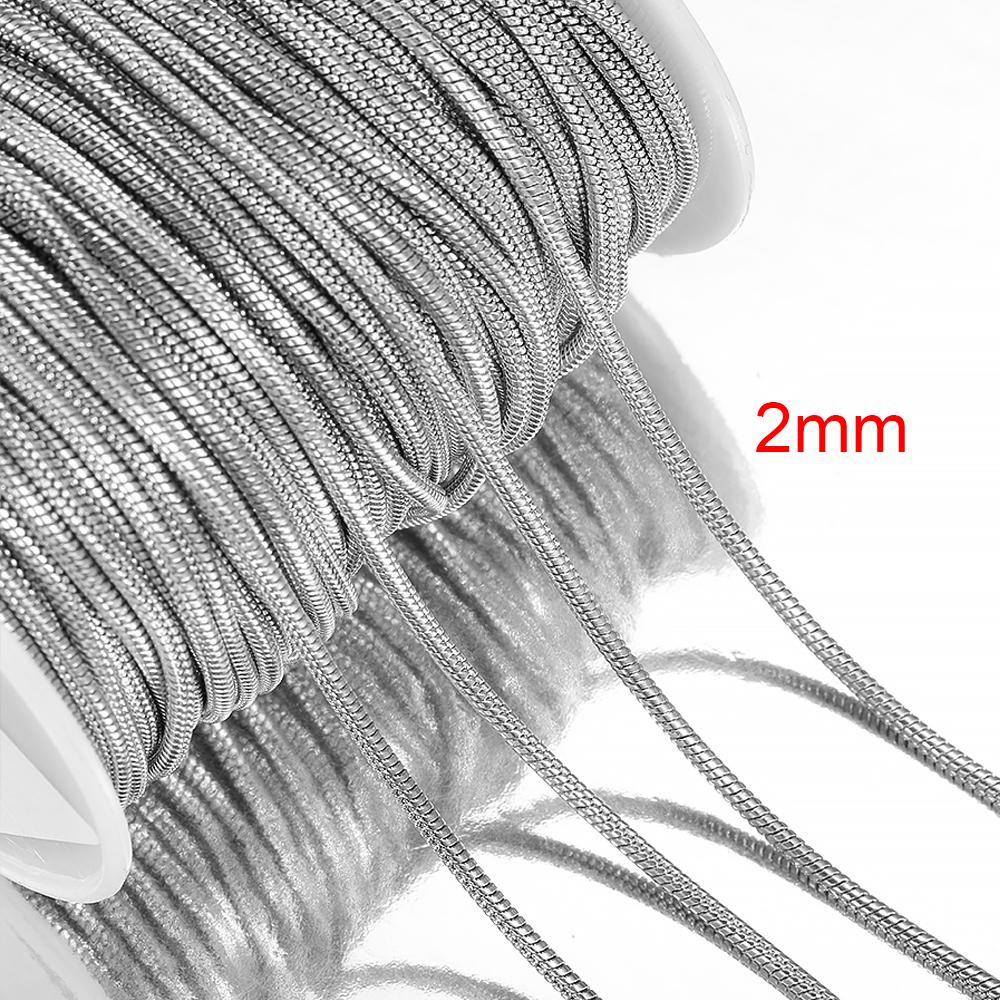 Catene Snake in Acciaio Inossidabile da 2 metri e 2 mm per Collane Braccialetti Creazione Gioielli Componenti DIY All'ingrosso