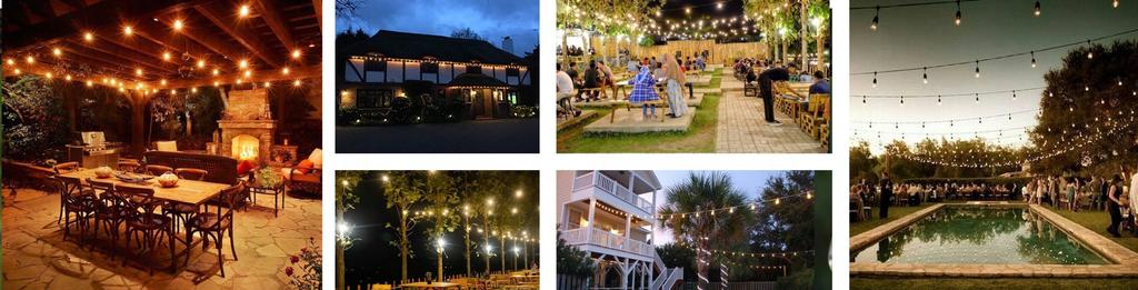 Garden Light Garland 10m with Bulbs, Outdoor Chain of Garden Lights