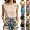 Women's Cotton Linen Sleeveless Tank Top - Loose Fit, Round Neck, Color for Casual Daily Wear
