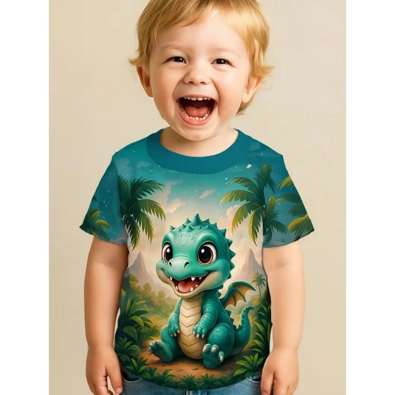 Boys Kids Clothes 3D Print Cartoon Dinosaur Graphic T Shirts